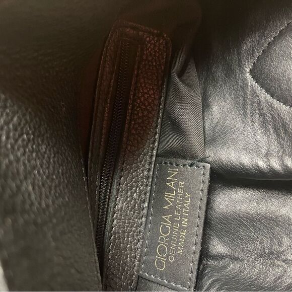 Giorgio Milano made in Italy pebble leather black, taupe & Red shoulder bag - Picture 8 of 13